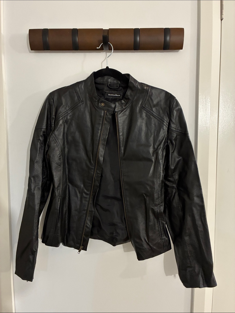 Atmosphere Women's Black Leather Fitted Jacket